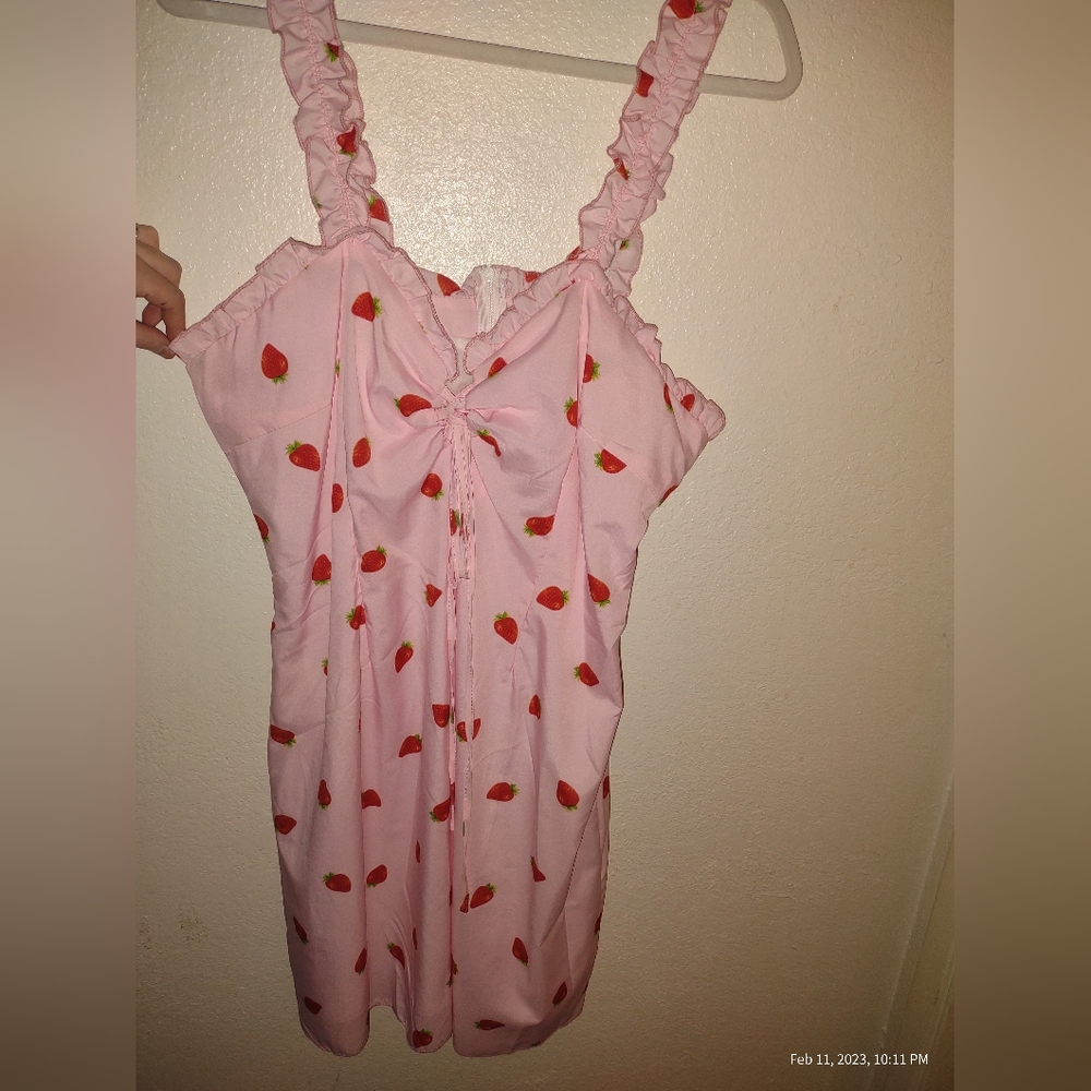 Shein curve pin-up style strawberry dress